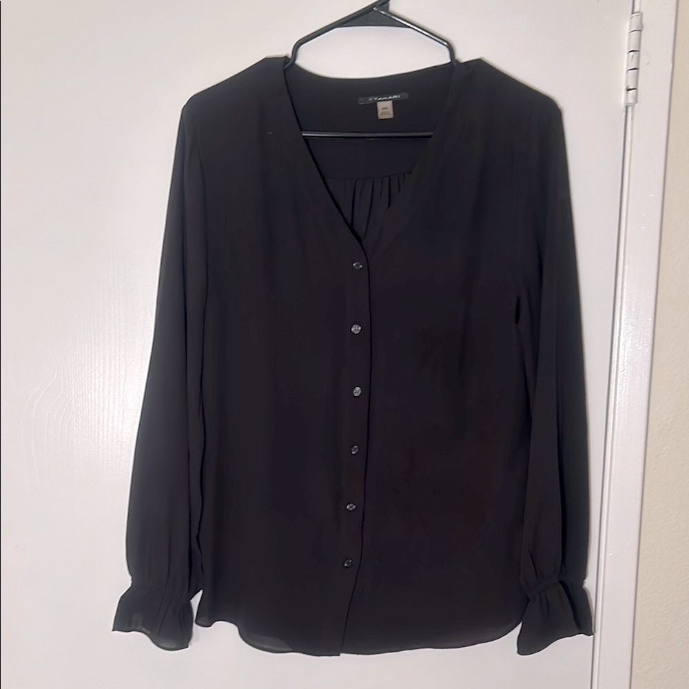 Women's Black Button-Up T TAHARI Blouse